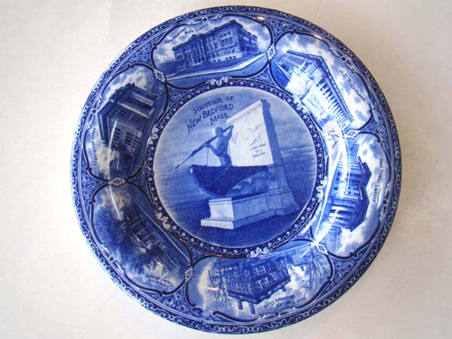 A fine New Bedford souvenir plate made by Rowland & Marsellus  and imported by Charles F. Wing of New Bedford circa 1915.